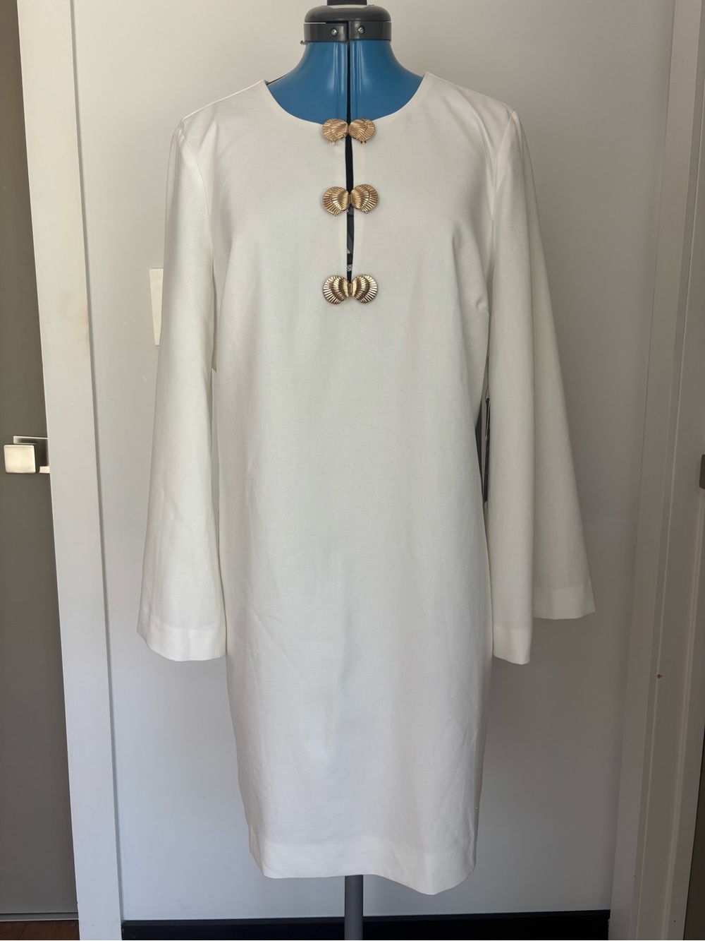 Hyacinth House Etta Linen Gold Shell Dress L NWT